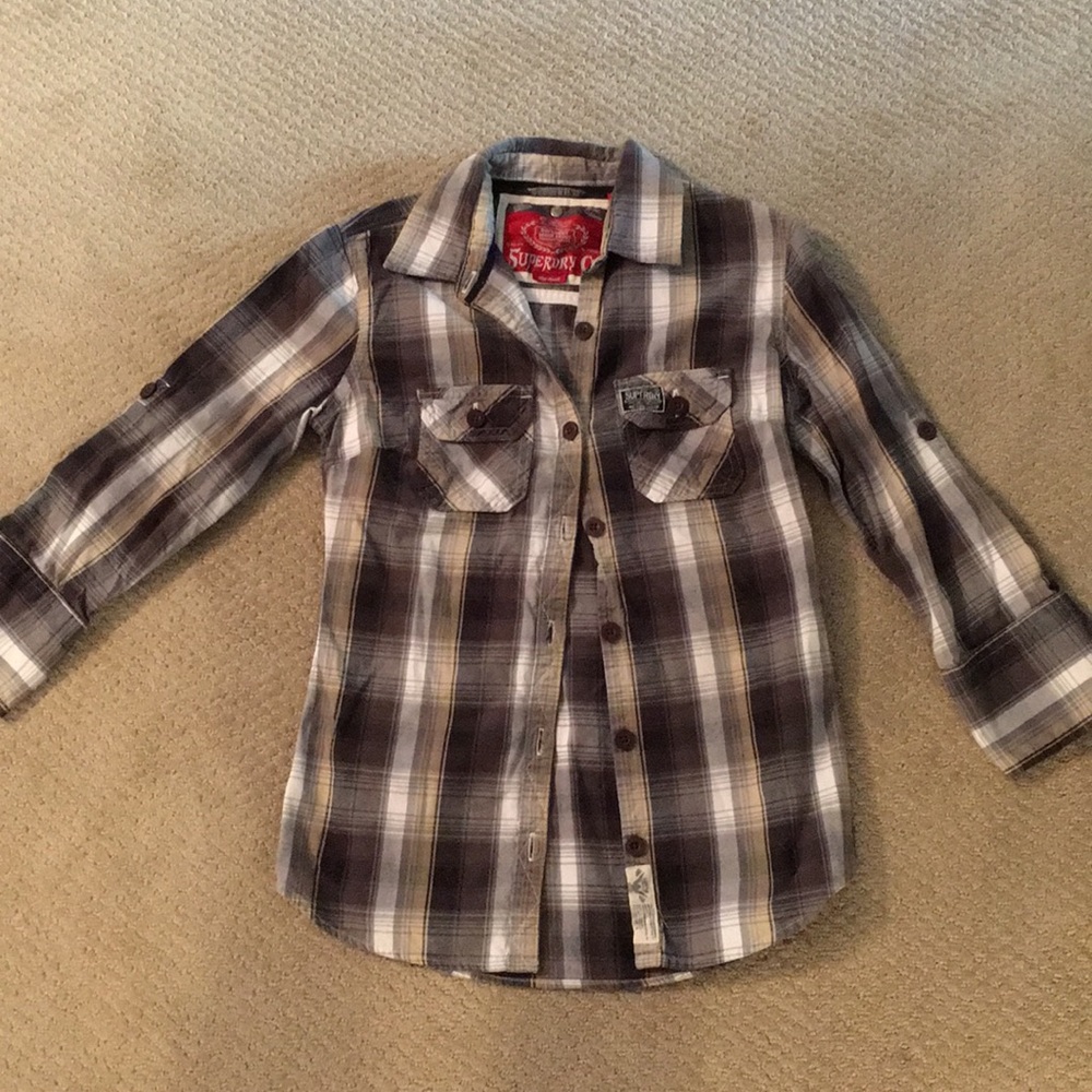 Grey/Black Superdry Flannel Shirt